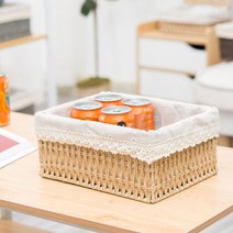 카롤샵 라탄 레이스 사각바구니 수납함 세트 6종, 일반형3종세트(눈꽃), 베이지