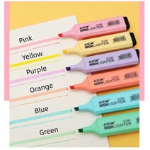 [케이로] 304270 하이라이터 마커 6 형광 마카롱 색상 직사각형 학생 문구 사무실 학교 미술 사용 피스, Fluorescent Colors