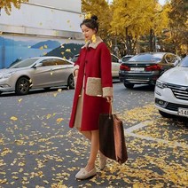 SJW 코트 여성 롱 배색 후리스 뽀글이 플리스 자켓 겨울옷 아우터 빅사이즈