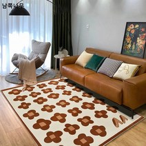 심플 전원 플라워 카펫 거실 모던 티 테이블 러그 가정용 소파 침실 캐시미어 모방 매트 빈티지 ins