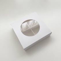 새담 타르트 4구 창 박스 화이트 10개 / 원형 투명창 단상자 약과 쿠키 포장