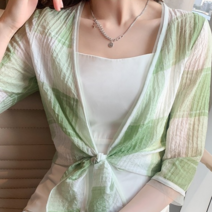 도희날다 여름 숄 볼레로 작은 볼레로 체크모양 볼레로 2014