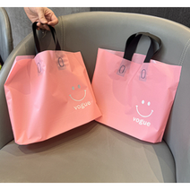 PE 비닐 투명 미니 옷가게 의류 루프 쇼핑백 손잡이 봉투 도매 10장, 직사각/핑크보그/5호(50x40x10cm) 10장