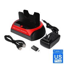 HDD 도킹 스테이션 USB 3.0/타입 C 듀얼 내부 하드 디스크 드라이브 2.5 인치 3.5 IDE/sata용 인클로저, CHINA, Type C US plug
