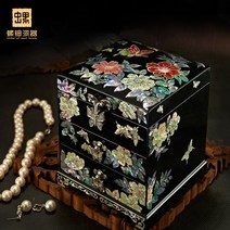 나전칠기자개장 어머니의 진주 칠기 보석 상자 공주 스타일 단단한 결혼 선물 어 빈티지 발렌타인 데이, [02] E-014 레드