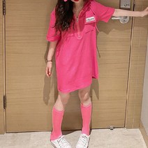 유블리 여아 주니어 초등학생 캐주얼 데일리 반팔 후드 원피스