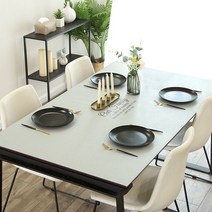 2인용 4인 6인용 방수 가죽 실리콘 테이블보 감성 식탁매트 미니 대형 사각 예쁜 식탁보 맞춤제작, 가로 70 길이 120cm, 그레이