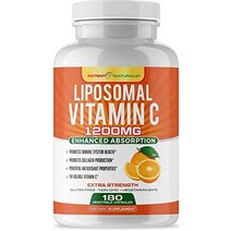 리포솜 비타민 c 1200mg -180 캡슐 - 고흡수 아스코르브산 - 면역 체계를 지원합니다. 콜라겐 부스터 강력한 항산화제, 180카운트(1팩)