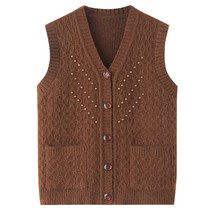 Sevalo 2023 초봄 중년 부인 빅 사이즈 브이넥 베스트 카디건 코트 두껍게 보온하다. 무지 니트