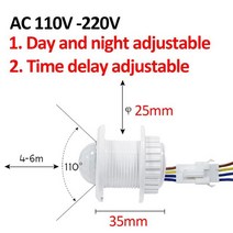iot스위치 주방 복도 PIR 센서 감지기 스마트 스위치 시간 지연 조절 가능 110V 220V 적외선 모션 라이트, [01] Model 1, 1개