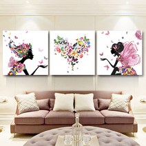 DIY 디지털 유화 그리기 3피스 연결 그림 채색 피포페인팅 컬러링 유채화 집콕 취미, 환채화 선자 + 세트 + 60x60x3