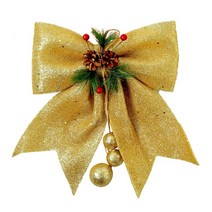 화환용 솔방울이 달린 크리스마스 나비 화환 화환 장식 Xmas 트리 탑퍼 장식 실내 야외 공예, 골드