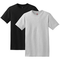 Hanes 남성용 ComfortSoft 반소매 티셔츠(4팩), 9, 2 Black / 2 Heather Grey