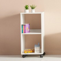아트박스/히트디자인 H6312 2단 2칸 바퀴형 심플책장 1color, 화이트