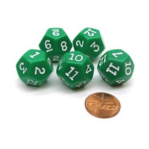 D12 12면 18mm 불투명 RPG 주사위 5개 세트 - 그린과 화이트 숫자