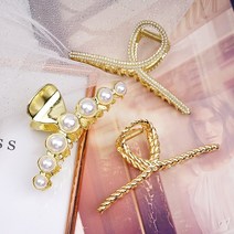 이쁨달다 대왕핀 3p세트 파우치 1+1+1 메탈 진주 큐빅 럭셔리 고급 송혜교 집게핀 7type