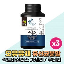 모유유래 유산균 분말 가루 모유유산균 락토바실러스 가세리 루테리 퍼멘텀 스페인특허 1000억 유산균 원료사용 프리미엄 생유산균 함유, 170g x 3통