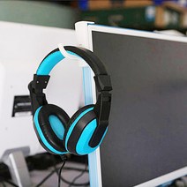 모니터행거 헤드셋걸이 헤드폰분실예방 pc방 학교 사무실, 블랙
