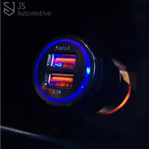 JS automotive 포르쉐 카이엔 듀얼포트 퀵 3.0 차량 멀티 고속 급속 시거잭 LED소켓 핸드폰 스마트폰 태블릿 충전기 악세사리, 화이트1p