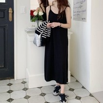 브이와이 여자 피서룩 H라인 슬리브리스 롱원피스