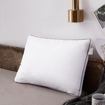 베개 베개 핵심 가정용 수출 깃털 벨벳 지퍼 베개, 43x63 면 흰색 입체 베개 1 (회색 테두리), 43*63*14cm