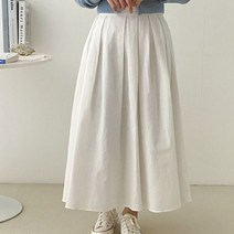 키메라제이 심플린넨 데님 밴딩 플레어 스커트 2color