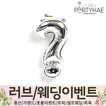 (주)파티해 러브이벤트 스몰웨딩 용품4 O - 프로포즈 브라이덜샤워 결혼 기념일 생일 은박풍선 호일풍선 숫자풍선 알파벳풍선 하트풍선 제작풍선, O08.기호은박풍선(소)실버-물음표