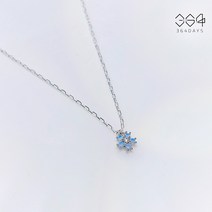 364days 925실버 네모필라 미니 꽃 목걸이 탄생석 블루 오팔 은목걸이 체인길이 선택가능