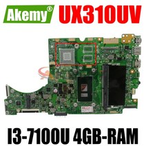 AKEMY UX310UV Laptop Motherboard For ASUS (13 inch) Original Mainboard 4GB-RAM I3-7100U UMA, 한개옵션0