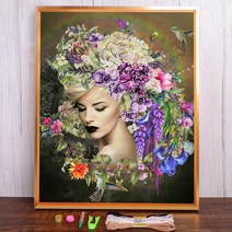 프랑스 자수 북유럽 Abstract Girl Printed Canvas Cross Stitch Complete Kit DIY Embroidery Handicraft Handmad, 06 100x130cm, 09 HMA68548