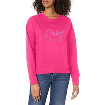 Juicy Couture 여성용 긴소매 스크립트 로고 풀오버 로즈 바이올렛