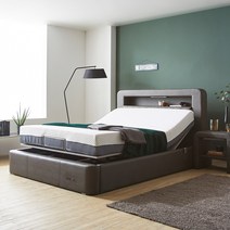 [파로마브릭스모션베드] 파로마 브릭스 LED 모션베드 침대 + 200T 매트리스, 초코브라운