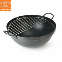 Kitchen 경질코팅 대형 음식점 튀김솥 식당 급식 돈가스 튀김팬 가벼운 알루미늄 닭튀김 냄비, ♡코팅팬+스텐반달망 세트♡, [ 42호 1개 ]