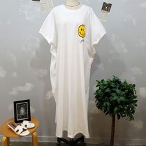 상상그이상 여성용 국내제작 해피 선인장 나시원피스 빅사이즈 홈웨어룩 스마일 프린팅 가오리핏 디자인 군살커버 면소재 여성 실내복 파자마룩