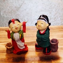 마블 신랑신부 전통인형/전통 공예/외국인 선물/인테리어 소품 장식/민속인형, 떡방아 부부