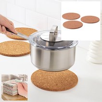 이케아 코르크 원형 사각 냄비받침, 원형 3개입+다용도행주1개