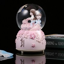 오르골만들기 보석함 대만 우드 오르골 글로우 라이트 크리스탈 스노우 글로브 볼 뮤직 박스 커플 아내 소녀 생일 결혼식 발렌타인 데이 선물 연인 장식, 153a