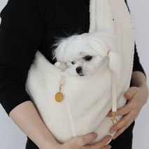 강아지 겨울 슬링백 펫 애견 포대기, 아이보리