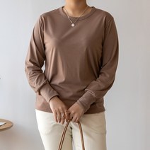 코코세븐 여성 빅사이즈 무지 라운드 셔링 소매단 긴팔 티셔츠 L XL