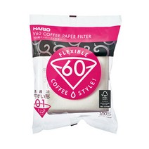 [하리오] V60 핸드드립 커피 여과지 필터 1~2인용 100매(화이트) VCF-01-10, 상세 설명 참조