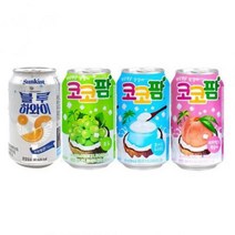 해태 코코팜 340ml x 24캔 240ml 피치핑크 복숭아 화이트요구르트 블루하와이 샤인온더비치, 해태-썬키스트블루하와이340㎖(