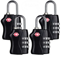 TSA 보안 콤비네이션 락 슈트케이스 수하물 가방 코드 잠금 자물쇠 (블루-4팩)130798, Black-4 Pack