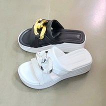 국내생산 골드 실버 체인 통굽 성인 여성슬리퍼