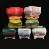 예운분 : 둥근 정사각분 7가지 색상 용인수다육, 5.청녹색