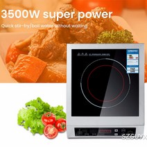 1구인덕션 인덕션 쿠커 3500W 가정용 고출력 상업용 평면 데스크탑 버튼스테인레스 스틸 수프와 웍