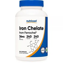 Nutricost 킬레이트 철 페로셸 같음 36mg 240 캡슐