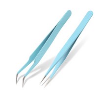 송곳 얇은 미니 펀치 바늘 Qiao 우수한 품질의 핀셋 벤드 + 스트레이트 새로운 스틸, 블루 2 개 - 세트