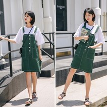 [NewCare] 여성 데일리 데님멜빵 원피스 멜빵스커트