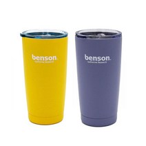 벤슨 대용량 커피 텀블러 1+1 세트, 망고-미디엄 600ml, 라벤더-미디엄 600ml