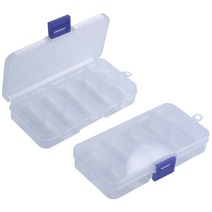 2pcs 10 슬롯 휴대용 플라스틱 저항 전자 부품 케이스 박스, 하나, 투명한 흰색